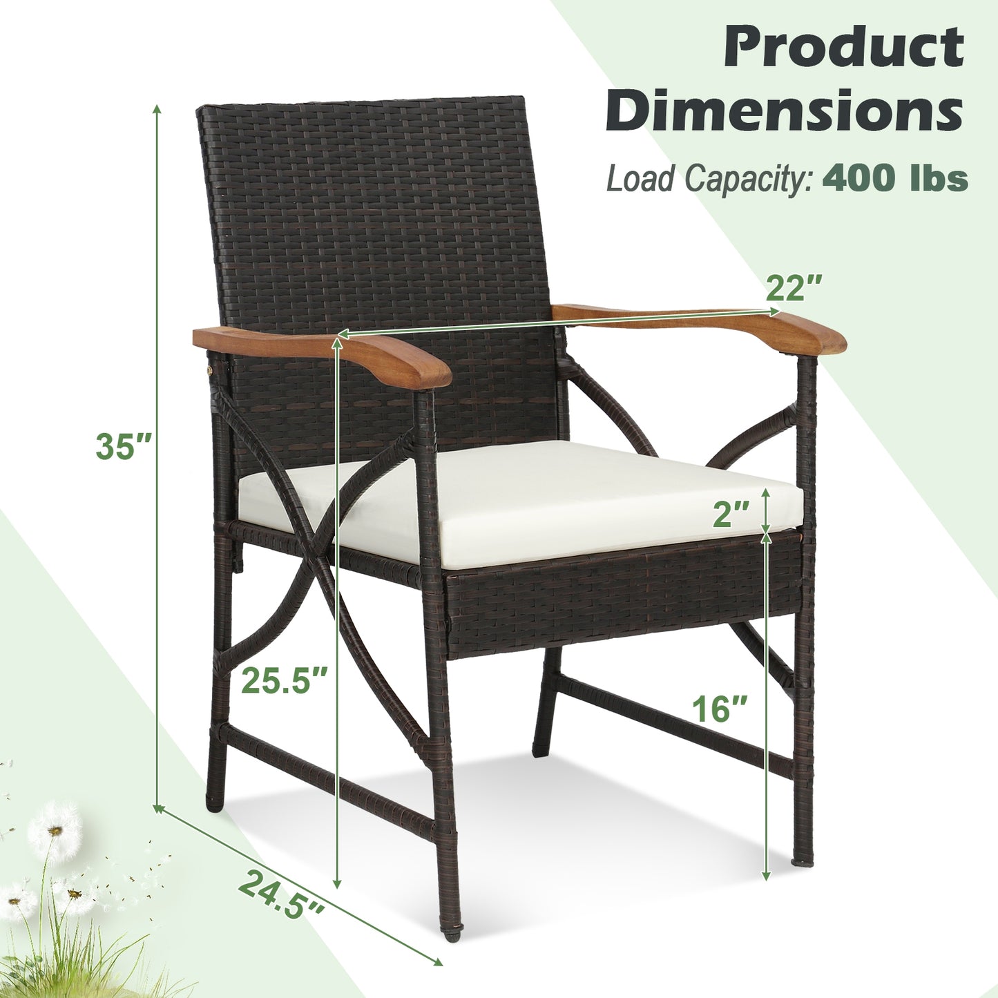 5/7-Piece Outdoor Dining Set with Acacia Wood Table-6 Pieces +