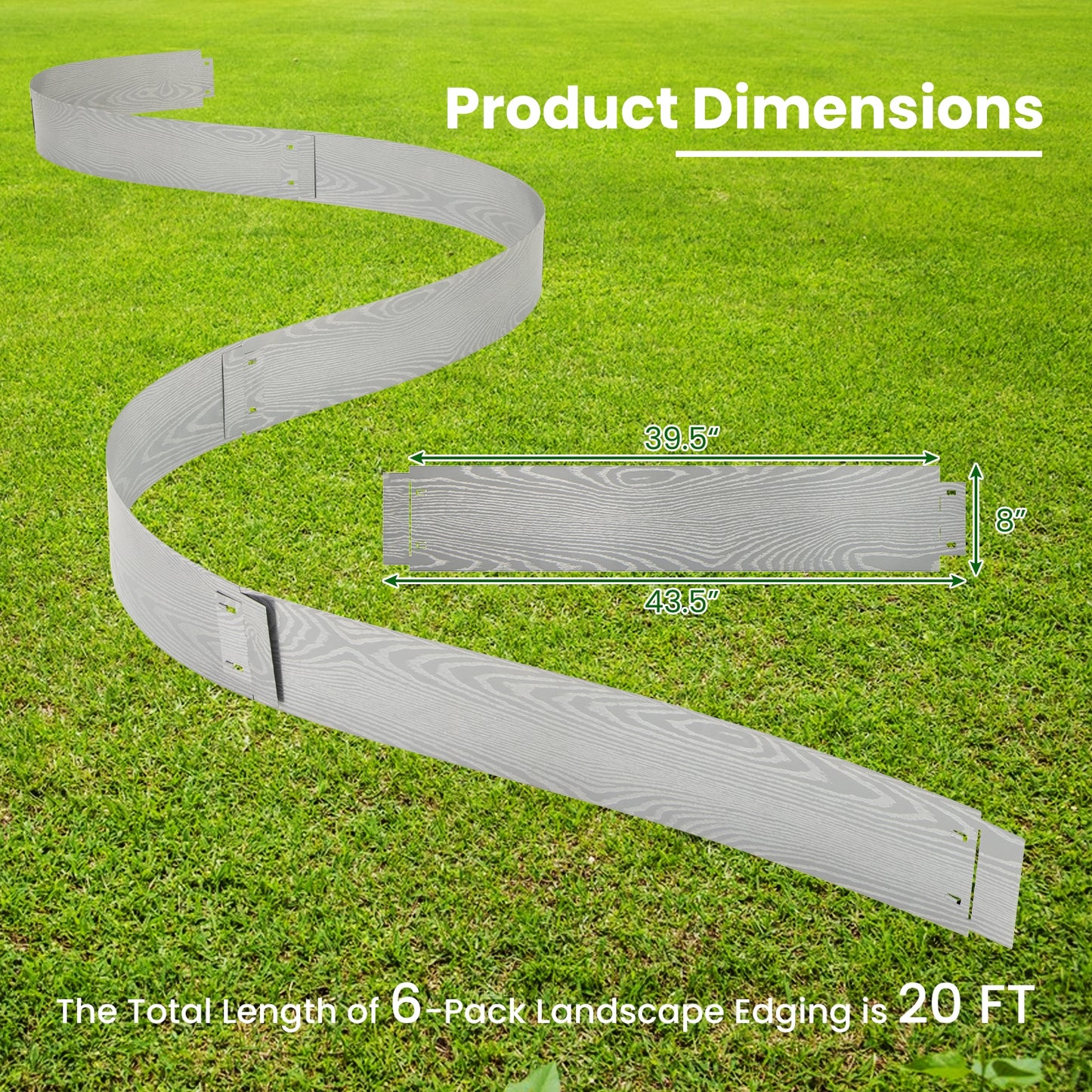 6-Pack 20 FT Galvanized Metal Landscape Edging for Lawn Yard
