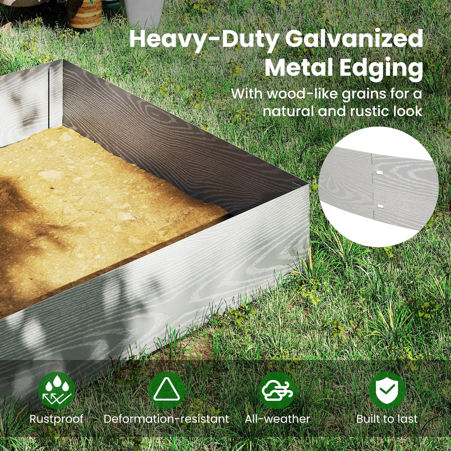 6-Pack 20 FT Galvanized Metal Landscape Edging for Lawn Yard