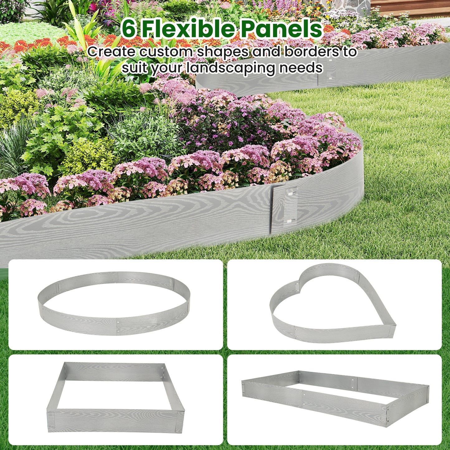 6-Pack 20 FT Galvanized Metal Landscape Edging for Lawn Yard