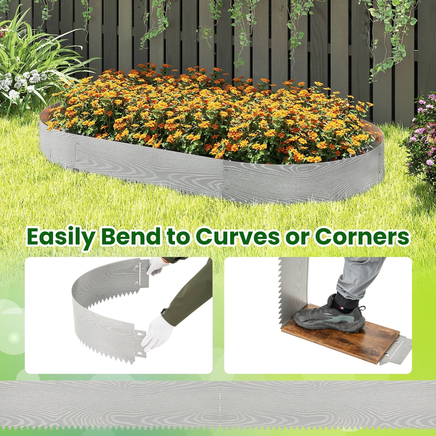 6-Pack 20 FT Galvanized Metal Landscape Edging for Lawn