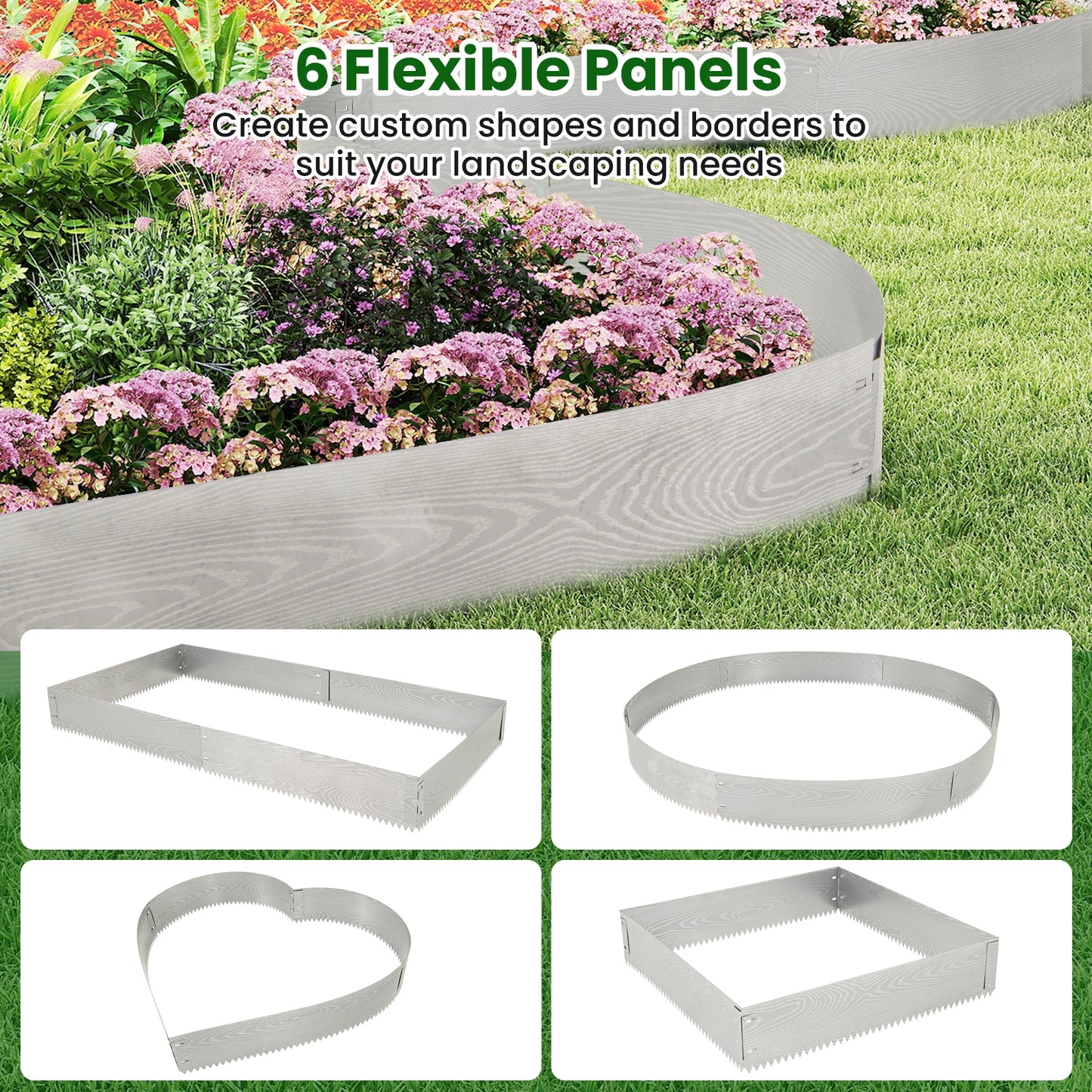 6-Pack 20 FT Galvanized Metal Landscape Edging for Lawn
