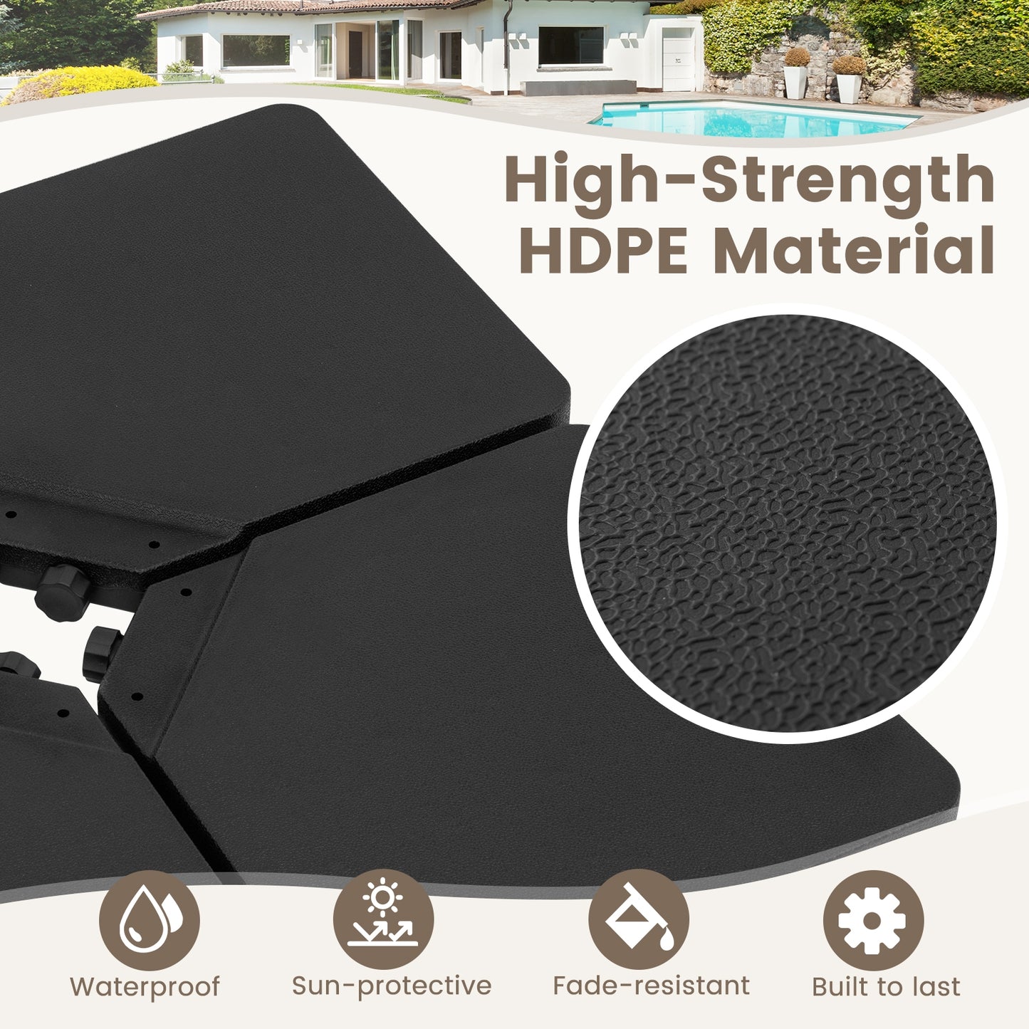 Patio Offset Umbrella Base with Easy-Fill Spouts