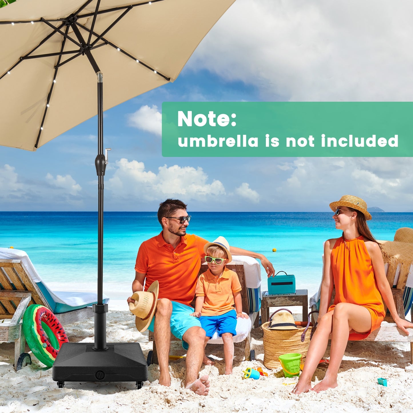 Fillable Umbrella Base Stand with Lockable Universal Wheels