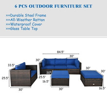 Load image into Gallery viewer, 6 Pieces Patio Rattan Furniture Set with Sectional Cushion
