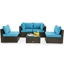 Load image into Gallery viewer, 5 Pieces Cushioned Patio Rattan Furniture Set with Glass Table
