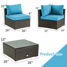 Load image into Gallery viewer, 5 Pieces Cushioned Patio Rattan Furniture Set with Glass Table
