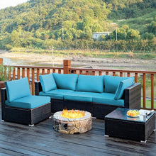 Load image into Gallery viewer, 5 Pieces Cushioned Patio Rattan Furniture Set with Glass Table
