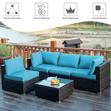 Load image into Gallery viewer, 5 Pieces Cushioned Patio Rattan Furniture Set with Glass Table
