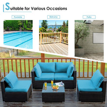 Load image into Gallery viewer, 5 Pieces Cushioned Patio Rattan Furniture Set with Glass Table
