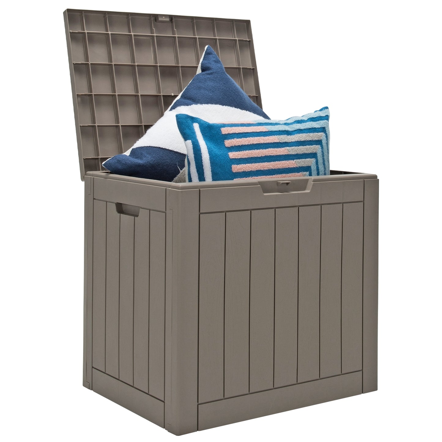 30 Gallon Deck Box Storage Seating Container with Lockable Lid-Light Brown