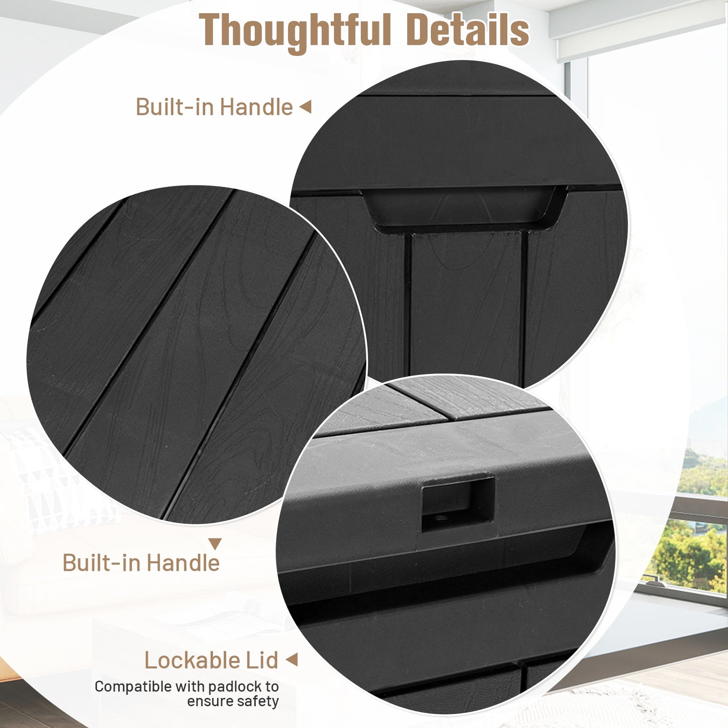 30 Gallon Deck Box Storage Seating Container-Light Brown