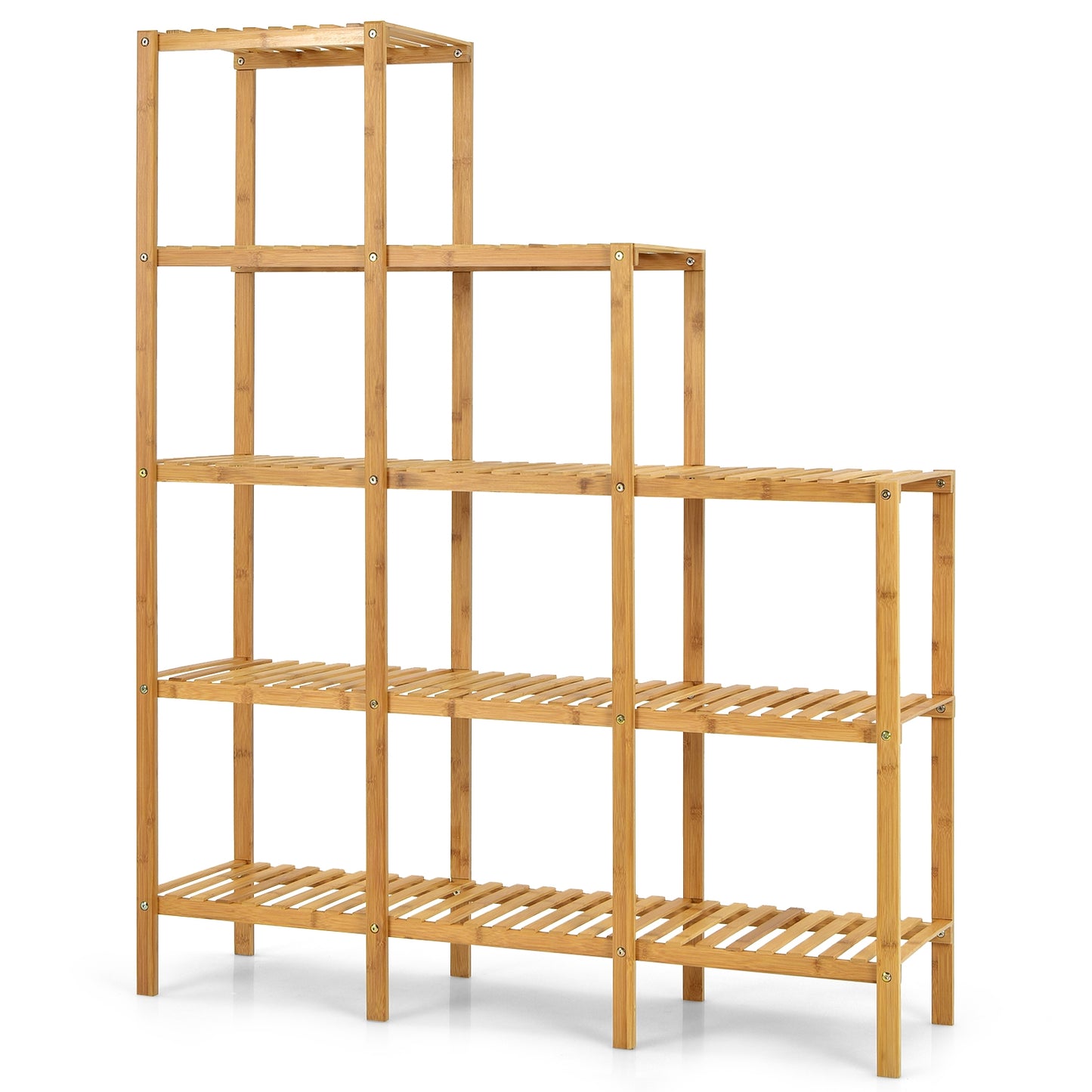 Multifunctional Bamboo Plant Shelf Display Organizer