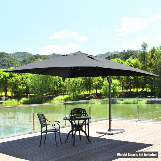 10 x13 Feet Rectangular Cantilever Umbrella with 360° Rotation Function-Gray