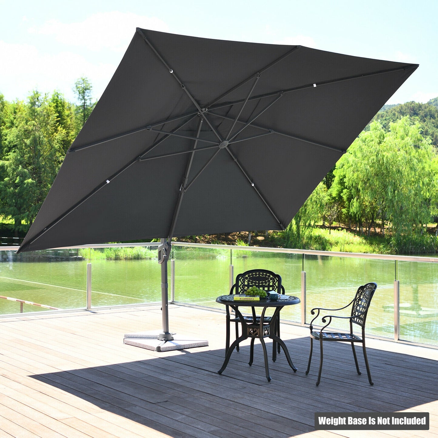 10 x13 Feet Rectangular Cantilever Umbrella with 360° Rotation Function-Gray
