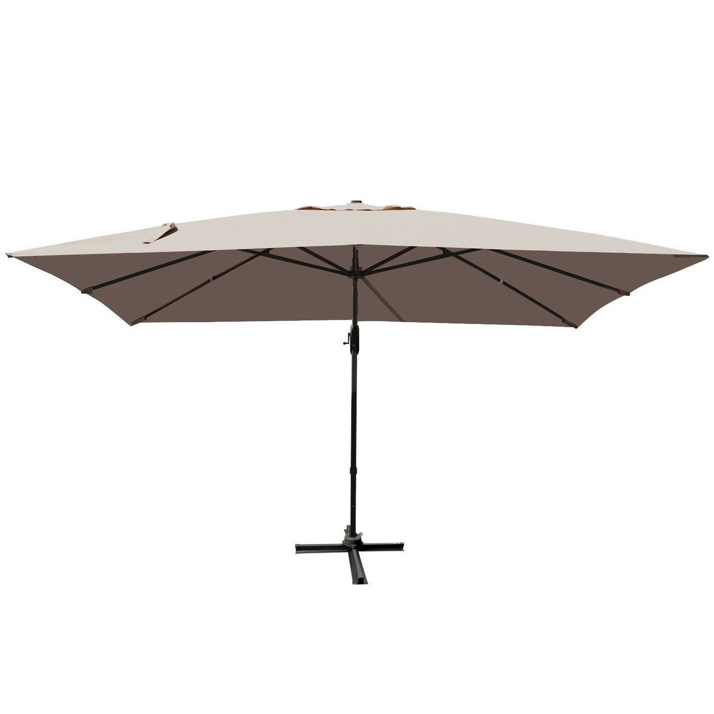 10 x13 Feet Rectangular Cantilever Umbrella with 360° Rotation Function-Coffee