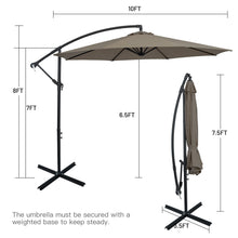 Load image into Gallery viewer, 10FT Offset Umbrella with 8 Ribs Cantilever and Cross Base Tilt Adjustment
