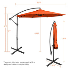 Load image into Gallery viewer, 10FT Offset Umbrella with 8 Ribs Cantilever and Cross Base Tilt Adjustment
