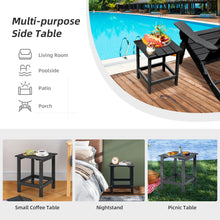 Load image into Gallery viewer, 15 Inch Patio Square Wooden Slat End Side Coffee Table for Garden-Black
