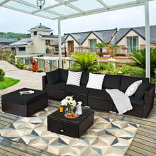 Load image into Gallery viewer, 6 Pieces Outdoor Patio Rattan Furniture Set Sofa Ottoman
