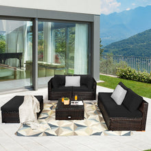 Load image into Gallery viewer, 6 Pieces Outdoor Patio Rattan Furniture Set Sofa Ottoman
