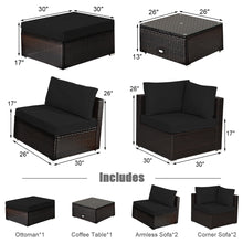 Load image into Gallery viewer, 6 Pieces Outdoor Patio Rattan Furniture Set Sofa Ottoman
