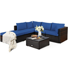 Load image into Gallery viewer, 6 Pieces Outdoor Patio Rattan Furniture Set Sofa Ottoman
