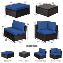 Load image into Gallery viewer, 6 Pieces Outdoor Patio Rattan Furniture Set Sofa Ottoman
