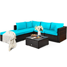 Load image into Gallery viewer, 6 Pieces Outdoor Patio Rattan Furniture Set Sofa Ottoman
