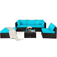 Load image into Gallery viewer, 6 Pieces Outdoor Patio Rattan Furniture Set Sofa Ottoman
