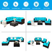 Load image into Gallery viewer, 6 Pieces Outdoor Patio Rattan Furniture Set Sofa Ottoman
