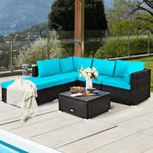 Load image into Gallery viewer, 6 Pieces Outdoor Patio Rattan Furniture Set Sofa Ottoman
