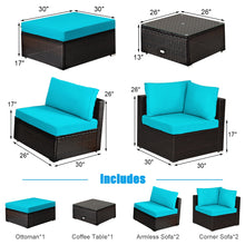 Load image into Gallery viewer, 6 Pieces Outdoor Patio Rattan Furniture Set Sofa Ottoman
