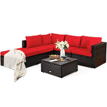 Load image into Gallery viewer, 6 Pieces Outdoor Patio Rattan Furniture Set Sofa Ottoman
