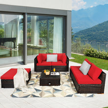 Load image into Gallery viewer, 6 Pieces Outdoor Patio Rattan Furniture Set Sofa Ottoman
