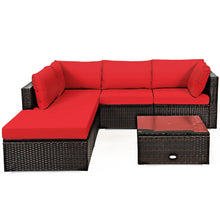 Load image into Gallery viewer, 6 Pieces Outdoor Patio Rattan Furniture Set Sofa Ottoman
