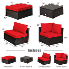 Load image into Gallery viewer, 6 Pieces Outdoor Patio Rattan Furniture Set Sofa Ottoman
