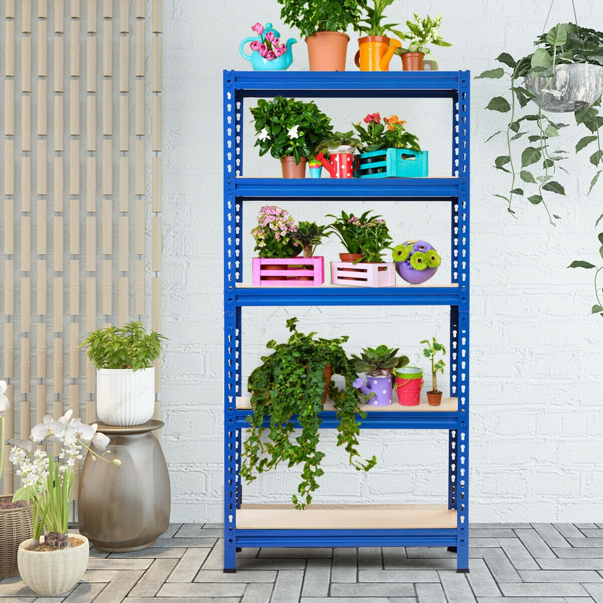 5-Tier Steel Shelving Unit Storage Shelves Heavy Duty Storage Rack-Blue