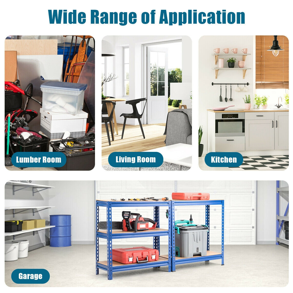 5-Tier Steel Shelving Unit Storage Shelves Heavy Duty Storage Rack-Blue