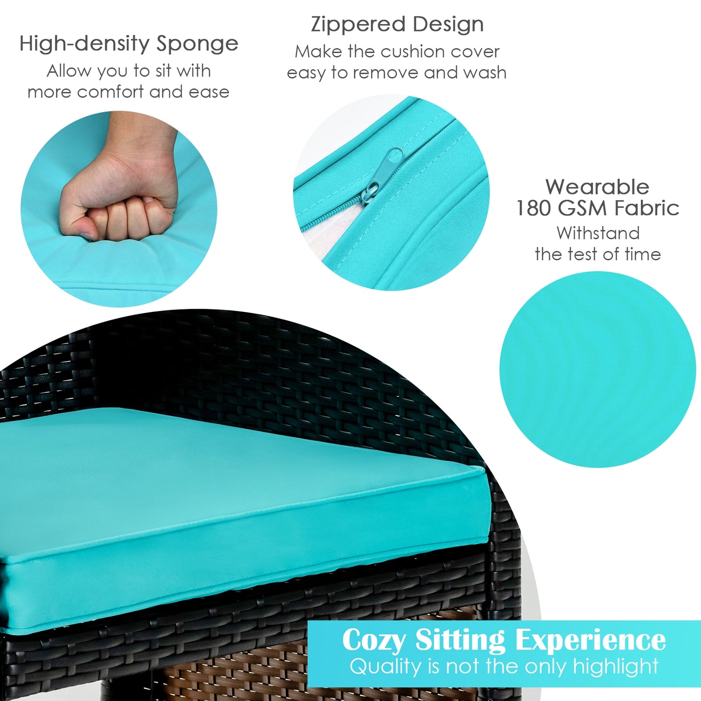 4 Pieces Patio Rattan Cushioned Furniture Set-Green
