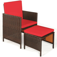 Load image into Gallery viewer, 9PCS Patio Rattan Dining Cushioned Chairs Set-Red
