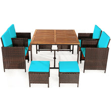 Load image into Gallery viewer, 9PCS Patio Rattan Dining Cushioned Chairs Set-Red
