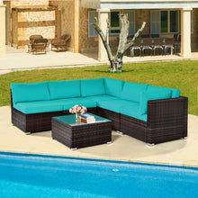 Load image into Gallery viewer, 6 Pieces Patio Rattan Furniture Set with Cushions and Glass Coffee Table
