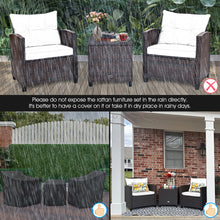 Load image into Gallery viewer, 3 Pieces Cushioned Rattan Patio Conversation Set with Coffee Table
