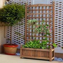 Load image into Gallery viewer, Solid Free Standing Wood Planter Box with Trellis
