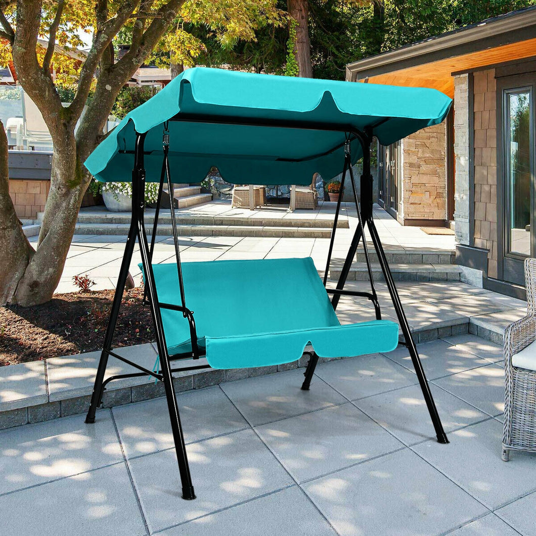 Loveseat Cushioned Patio Steel Frame Swing Glider