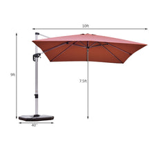 Load image into Gallery viewer, 10 Feet 360° Tilt Aluminum Square Patio Umbrella without Weight Base
