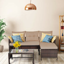 Load image into Gallery viewer, 3 Pieces Patio Wicker Rattan Sofa Set
