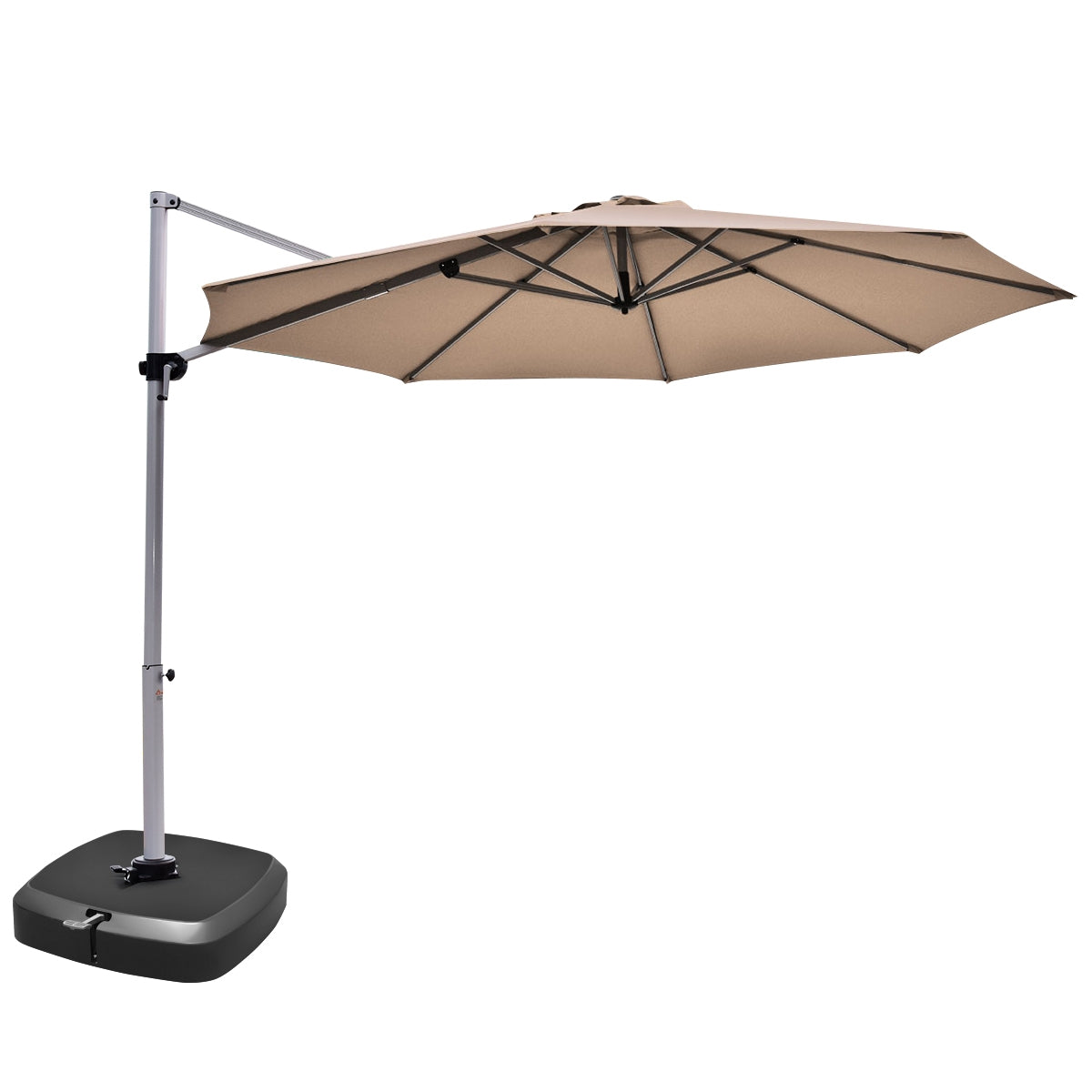 11 Feet Patio Offset Cantilever Umbrella 360° Rotation Aluminum Tilt-Tan