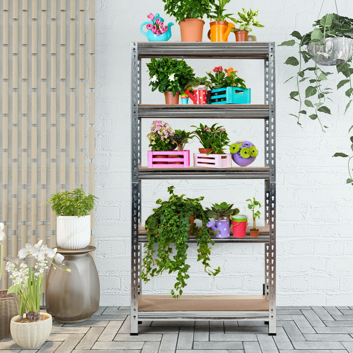 5-Tier Steel Shelving Unit Storage Shelves Heavy Duty Storage Rack-Silver